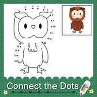 Connect the dots counting numbers 1 to 20 puzzle worksheet with baby animals vector