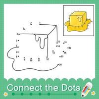 conecta los puntos contando los números del 1 al 20 hoja de trabajo del rompecabezas con mantequilla vector