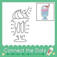 Connect the dots counting numbers 1 to 20 puzzle worksheet with milkshake vector