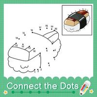 Connect the dots counting numbers 1 to 20 puzzle worksheet with unagi sushi vector