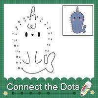 Connect the dots counting numbers 1 to 20 puzzle worksheet with baby animals vector