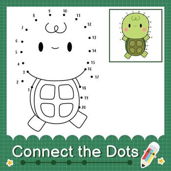 Connect the dots counting numbers 1 to 20 puzzle worksheet with baby animals vector