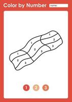 Color by number worksheet for kids learning numbers by coloring bacon vector