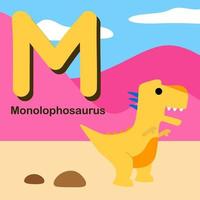 lindas ilustraciones de dibujos animados con el alfabeto de dinosaurio 26 vector