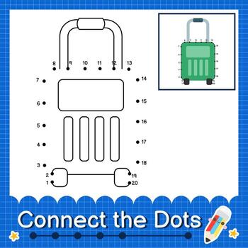 Connect the dots counting numbers 1 to 20 puzzle worksheet vector