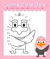 Connect the dots counting numbers 1 to 20 puzzle worksheet with cute Animals vector