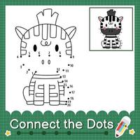 Connect the dots counting numbers 1 to 20 puzzle worksheet with baby animals vector