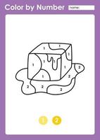 Color by number worksheet for kids learning numbers by coloring butter vector