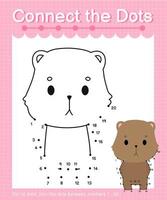 Connect the dots counting numbers 1 to 20 puzzle worksheet with cute Animals vector