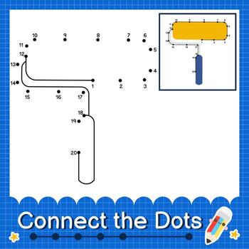 Connect the dots counting numbers 1 to 20 puzzle worksheet vector