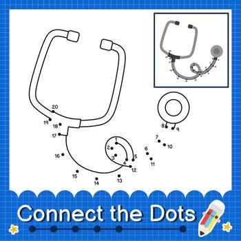 Connect the dots counting numbers 1 to 20 puzzle worksheet vector