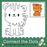 Connect the dots counting numbers 1 to 20 puzzle worksheet with baby animals vector