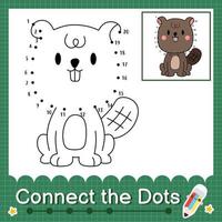 Connect the dots counting numbers 1 to 20 puzzle worksheet with baby animals vector