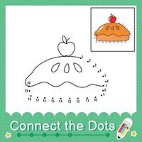 Connect the dots counting numbers 1 to 20 puzzle worksheet with apple pie vector