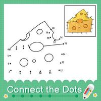 Connect the dots counting numbers 1 to 20 puzzle worksheet with cheese vector