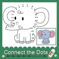 Connect the dots counting numbers 1 to 20 puzzle worksheet with baby animals vector