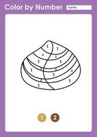 Color by number worksheet for kids learning numbers by coloring shell vector