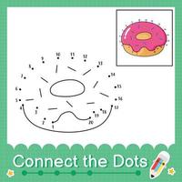 conecta los puntos contando los números del 1 al 20 hoja de trabajo de rompecabezas con donut vector