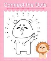 Connect the dots counting numbers 1 to 20 puzzle worksheet with cute Animals vector