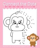 Connect the dots counting numbers 1 to 20 puzzle worksheet with cute Animals vector