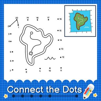 Connect the dots counting numbers 1 to 20 puzzle worksheet vector