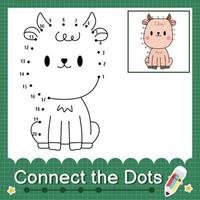 Connect the dots counting numbers 1 to 20 puzzle worksheet with baby animals vector