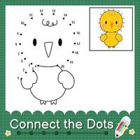 Connect the dots counting numbers 1 to 20 puzzle worksheet with baby animals vector