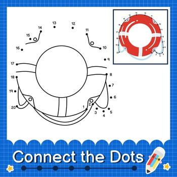 Connect the dots counting numbers 1 to 20 puzzle worksheet vector