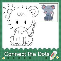 Connect the dots counting numbers 1 to 20 puzzle worksheet with baby animals vector