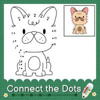 Connect the dots counting numbers 1 to 20 puzzle worksheet with baby animals vector