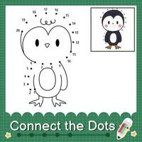 Connect the dots counting numbers 1 to 20 puzzle worksheet with baby animals vector