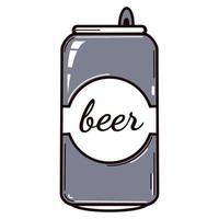 icono de vector de lata de cerveza. envases de aluminio de una bebida alcohólica. ilustración aislada sobre un fondo blanco. una jarra de porter. garabato de color dibujado a mano.