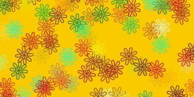 patrón de doodle de vector multicolor claro con flores.