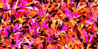 Dark Red, Yellow vector backdrop with lines, triangles.