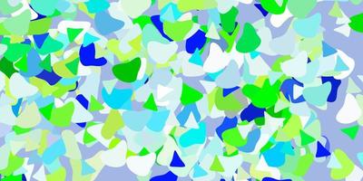 Light blue, green vector texture with memphis shapes.