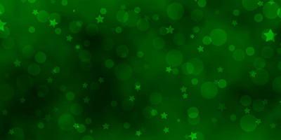 Light Green vector pattern with circles, stars.