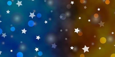 Light Blue, Yellow vector background with circles, stars.