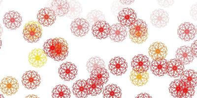 Light orange vector doodle background with flowers.