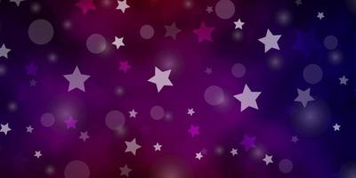 Dark Blue, Red vector backdrop with circles, stars.