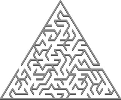 Vector texture with a gray triangular 3D maze, game.