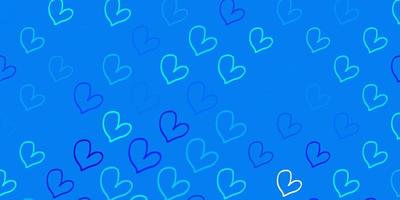 Light Blue, Green vector template with doodle hearts.