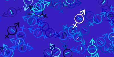 Light Pink, Blue vector pattern with feminism elements.