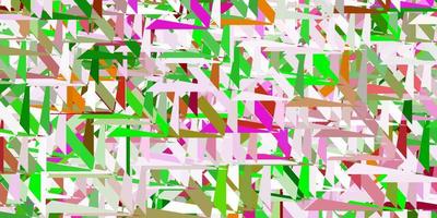 patrón de vector rosa claro, verde con formas poligonales.