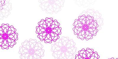 plantilla de doodle de vector rosa claro con flores.