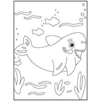 Shark Coloring Pages For Kids Printable vector