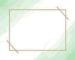 Gold frame on a watercolor background. Beautiful logo or wedding invitation design. vector