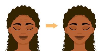 African woman face wrinkles vector
