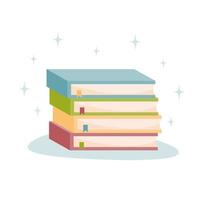 Stack of books with bookmarks. Concept of education, acquiring new knowledge. Vector illustration