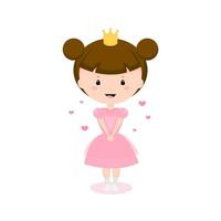 caricatura linda princesita con una corona en la cabeza. ilustración vectorial