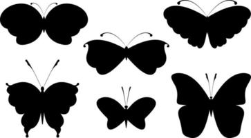 Set of butterfly silhouette icons. Tattoo. Vector illustrations.
